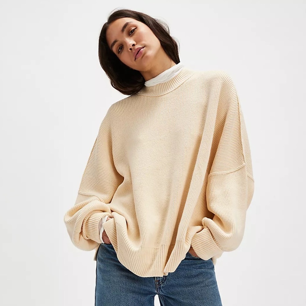 Free People Easy Street Tunic Oversized - Cream - Size XS